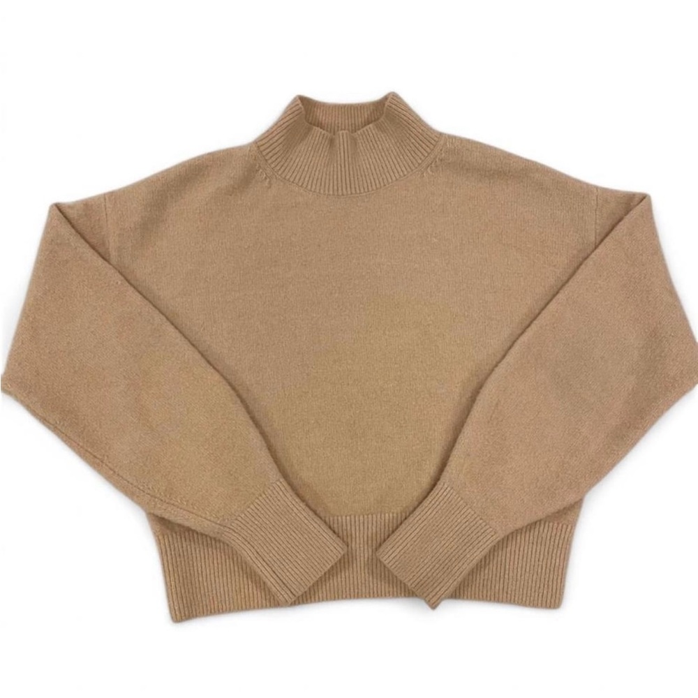 Women's & Other Stories Tan Sweater XS‎ Soft Mock Neck Neutral Cozy Relaxed Warm
